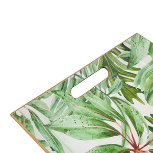 English Elm 18.1x11.8x1.45" Rectangular Palm Charger Plate 4-Pack — Durable Plastic, Colorful Leaf Design for Modern Tabletops W2078P391154