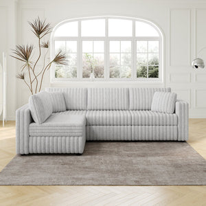 English Elm 106.3" Light Gray Modular L-Shaped Sofa - Stylish Comfort For 4, Hidden Storage & Plush Pillows! W1767S00011