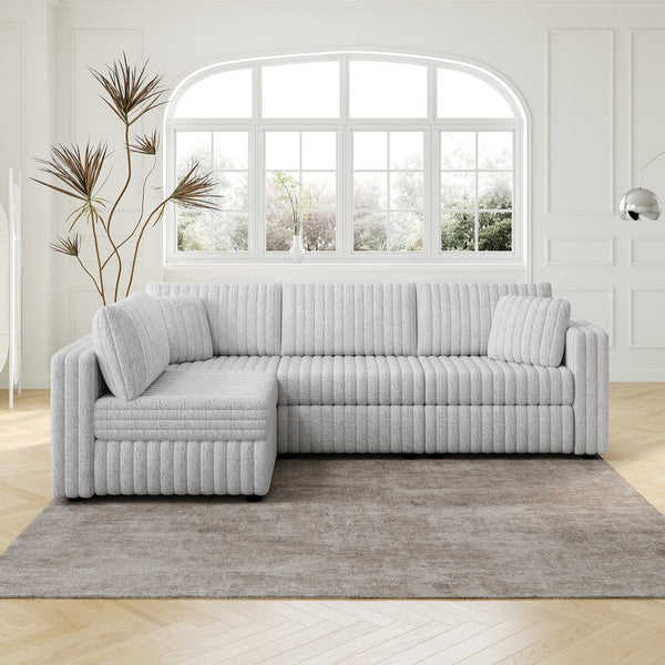 English Elm 106.3" Light Gray Modular L-Shaped Sofa - Stylish Comfort For 4, Hidden Storage & Plush Pillows! W1767S00011