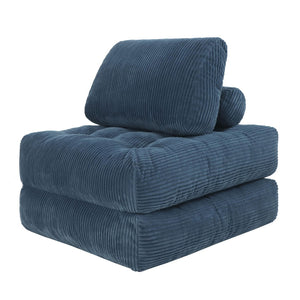 English Elm 70.8"corduroy Fabric Oversized Bean Bag Couch Plush Ergonomic Lounger for Dorm or Bedroom Blue W3975P440927