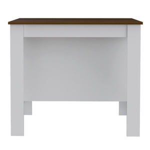 English Elm Brooklyn Rustic Kitchen Island with Concealed Shelves and Walnut Accents for Stylish Storage and Prep Multicolor 45 L x 32 W x 4 H B128P148677