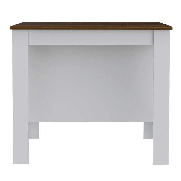 English Elm Brooklyn Rustic Kitchen Island with Concealed Shelves and Walnut Accents for Stylish Storage and Prep Multicolor 45 L x 32 W x 4 H B128P148677