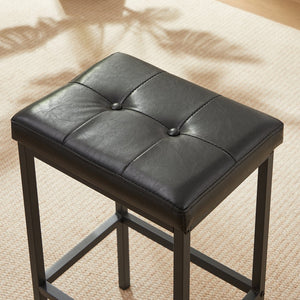 English Elm Pub Industrial 5-Piece High Dining Set with Rustic Brown Table & 4 PU Leather Bar Chairs, Adjustable Feet, Sturdy Steel Frame, Comfortable Cushions, 47.2"L x 23.6"W x 35.4"H W1668P164658