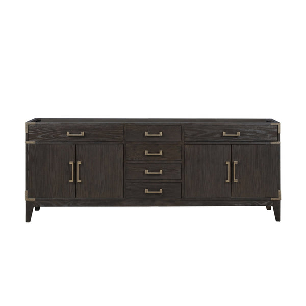 English Elm Brown Oak Double Bath Vanity - 84" Wide, Stylish Storage Solution With Soft-Close Hardware & Elegance B2731P259956