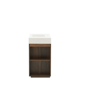 English Elm Galan Freestanding Bathroom Vanity Quartz Basin Fluted Wood Cabinet Modern Bath Walnut Brown W1865S00220
