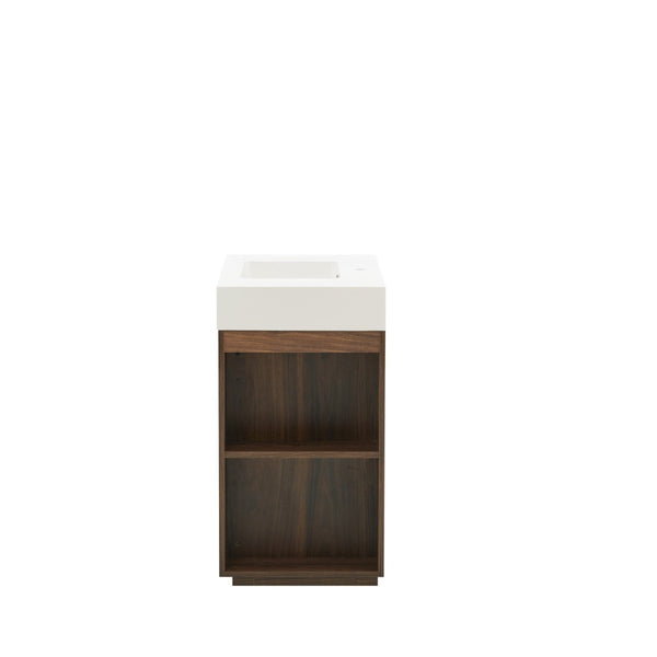 English Elm Galan Freestanding Bathroom Vanity Quartz Basin Fluted Wood Cabinet Modern Bath Walnut Brown W1865S00220