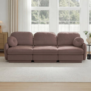 English Elm 105"chenille Cloud Sofa Quilted Plush Three Seater with Deep Cushions for Living Room Rose Dust W714S01777