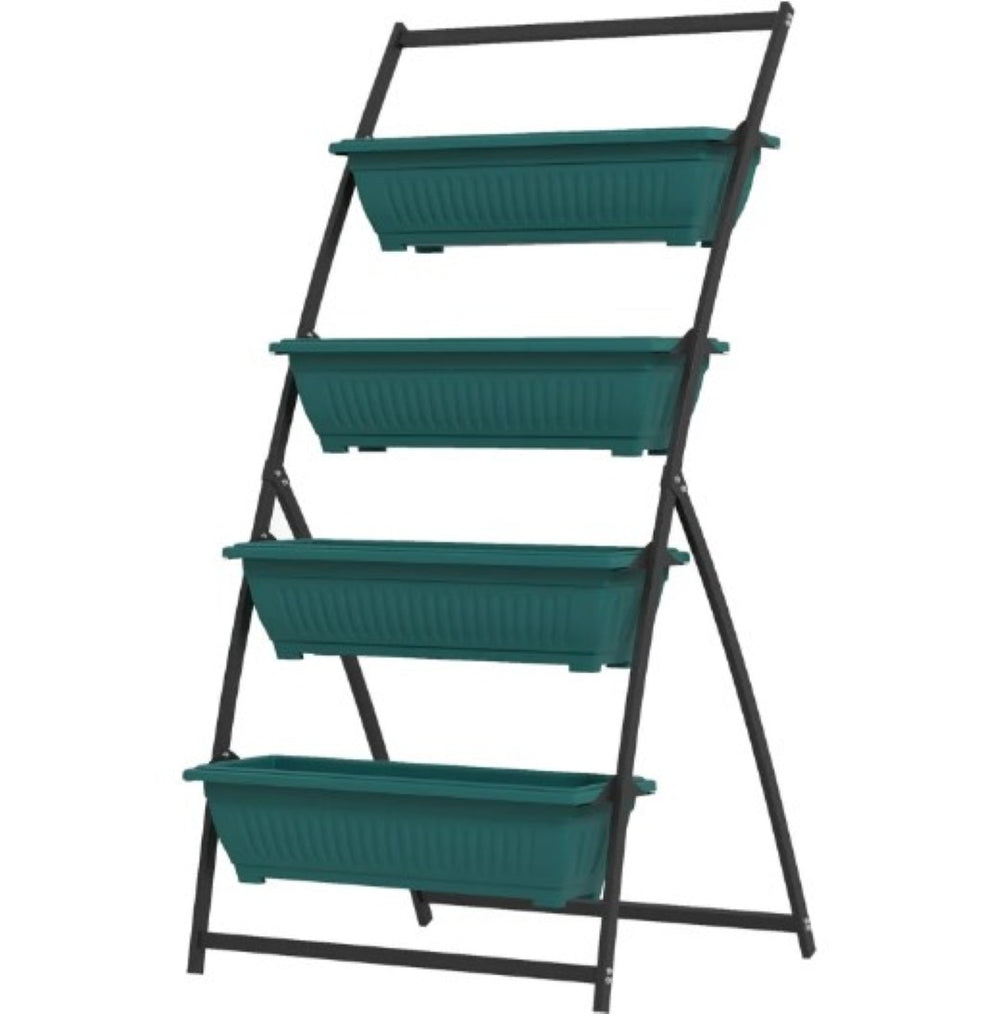 English Elm Outdoor Four Tier Vertical Garden Planter Steel Frame Raised Bed for Patio Balcony T3971P422054