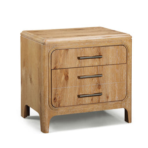 English Elm 1pc Natural Wood Finish Three Drawer Nightstand with Metal Hardware, 28"W x 17"D x 26"H Elegant Storage B2741P346379