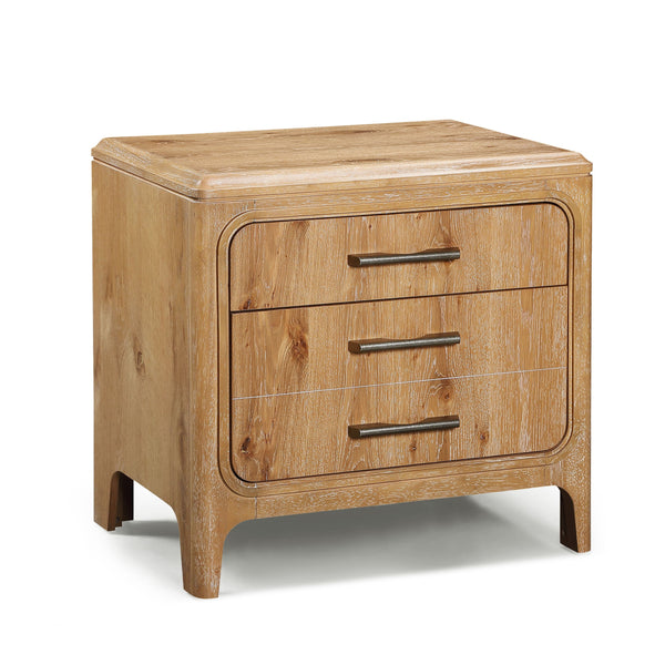 English Elm 1pc Natural Wood Finish Three Drawer Nightstand with Metal Hardware, 28"W x 17"D x 26"H Elegant Storage B2741P346379