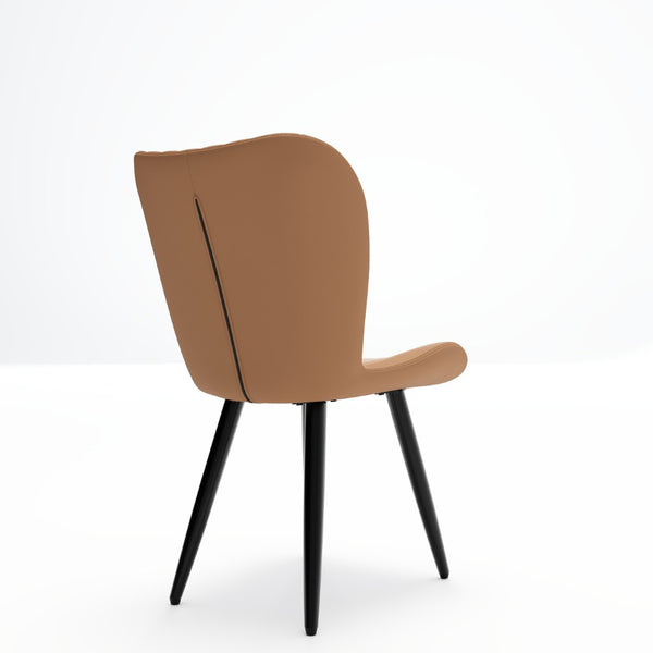 English Elm Set of 2 Armless Faux Leather Dining Chairs with Cushioned Seats and Metal Legs Brown W3316P426945