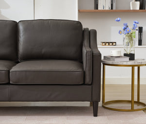 English Elm 94.5 Inch L-Shaped Genuine Leather Sofa With Left Chaise Lounge - Modern Espresso Elegance For Home W791S00023