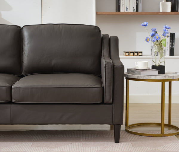 English Elm 94.5 Inch L-Shaped Genuine Leather Sofa With Left Chaise Lounge - Modern Espresso Elegance For Home W791S00023