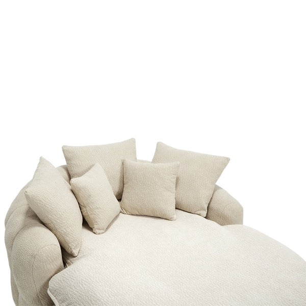 English Elm Oversized Memory Foam Chenille Bean Bag Sofa with Wrap-Around Backrest and Lumbar Support for Adults Beige W395P359408