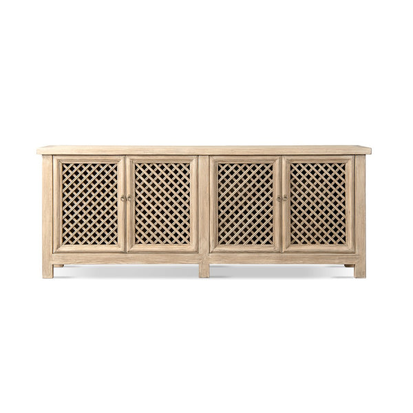 English Elm Arden Reclaimed Pine Sideboard with Lattice Doors Wide Dining Room Storage Buffet B2719P474440