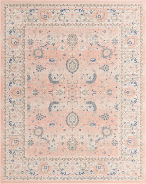 Unique Loom Whitney Bordeaux Machine Made Floral / Botanical Rug Powder Pink, Blue/Ivory/Light Blue/Gray 7' 10" x 10' 0"