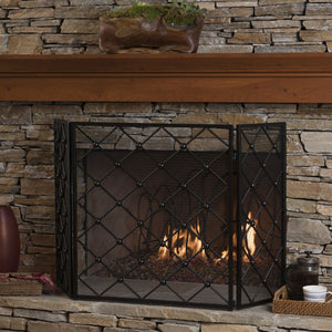 English Elm Christopher Knight Home® - FIRE Black Iron Fireplace Screen 34x31x4.5 Protective Mesh Guard Heat-Resistant Durable Design 61128.00