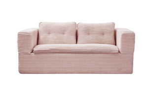 English Elm Multi Functional Sectional Sofa Bed in Baby Pink Plush Corduroy with Independent Chaise, Convertible Sleeper and 3 Pillows, Deep Seat Comfort W3219P387267