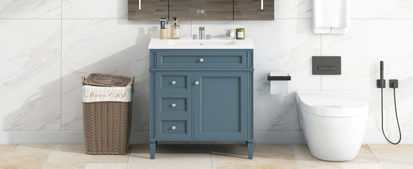 English Elm 30'' Modern Bathroom Vanity With Ceramic Sink, 3 Drawers & Cabinet Storage For Organized Elegance N710P206904M