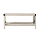 English Elm Walker Edison - Farmhouse Metal-X Coffee Table With Lower Shelf - Stone Grey