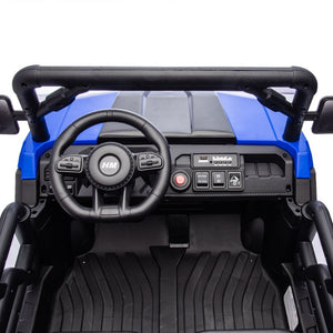 English Elm 24v Two Seat Kids Electric Dump Truck Six Wheel 4wd Utv with Parental Remote Blue W1578P268993