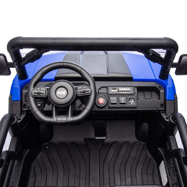 English Elm 24v Two Seat Kids Electric Dump Truck Six Wheel 4wd Utv with Parental Remote Blue W1578P268993