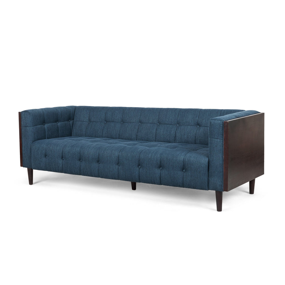 English Elm Christopher Knight Home® - 3-Seater Sofa - Stylish Navy Blue Upholstered Mid-Century Design With Button-Tufted Comfort & Durability 69871.00A_69871.00B