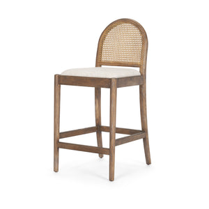 Mercana Elle Rounded Caneback Medium Brown Wood W/ Oatmeal Fabric Counter Stool 70412