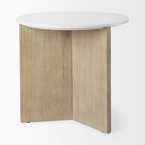 Mercana Enzo Elegant Foyer Accent Table with Round Top and Fluted Wood Base for Timeless Style and Function 69922