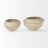 Mercana Sonu Set of 2 Beige Paper Mache Half-Pot Bowls 70217