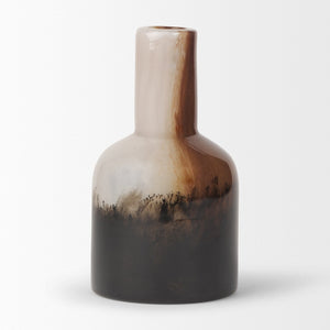 Mercana Marans Sculptural Glass Vase with Unique Swirls - Elegant Home Decor for Fresh or Dried Botanicals Amber | Multi-color | Short 70353