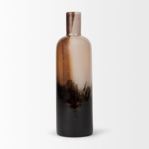 Mercana Marans Sculptural Glass Vase with Unique Swirls - Elegant Home Decor for Fresh or Dried Botanicals Amber | Multi-color | Tall 70354