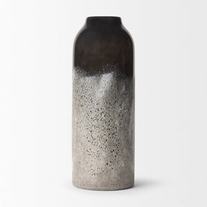 Mercana Emu Contemporary Two-Tone Glass Vase - Artisanal Accent Piece for Floral Arrangements & Decor Black & Gray | Large 70356