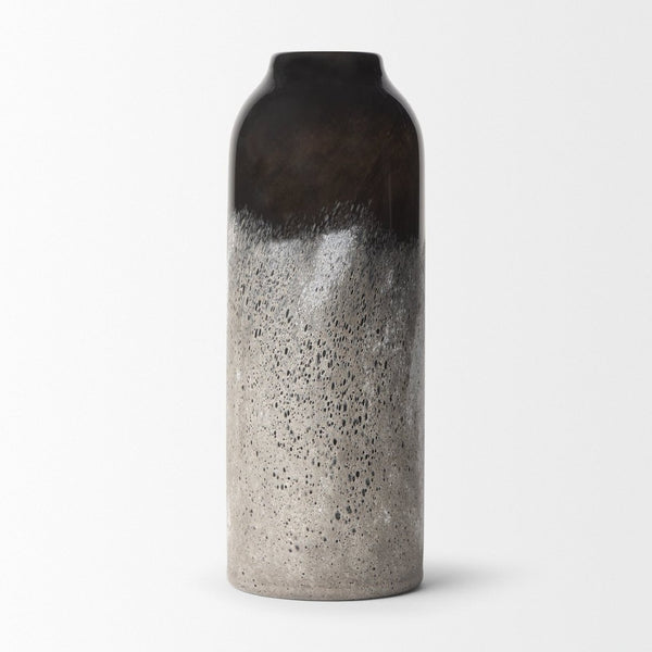 Mercana Emu Contemporary Two-Tone Glass Vase - Artisanal Accent Piece for Floral Arrangements & Decor Black & Gray | Large 70356