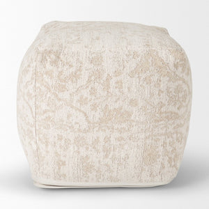Mercana Khloe Elegant Rectangular Pouf - Soft Chenille Seating with Versatile Design for Any Room Decor Cream | Jacquard | Small 70376