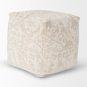 Mercana Khloe Elegant Rectangular Pouf - Soft Chenille Seating with Versatile Design for Any Room Decor Cream | Jacquard | Small 70376