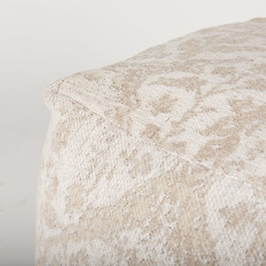 Mercana Khloe Elegant Rectangular Pouf - Soft Chenille Seating with Versatile Design for Any Room Decor Cream | Jacquard | Small 70376