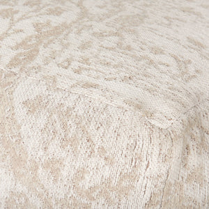 Mercana Khloe Elegant Rectangular Pouf - Soft Chenille Seating with Versatile Design for Any Room Decor Cream | Jacquard | Small 70376