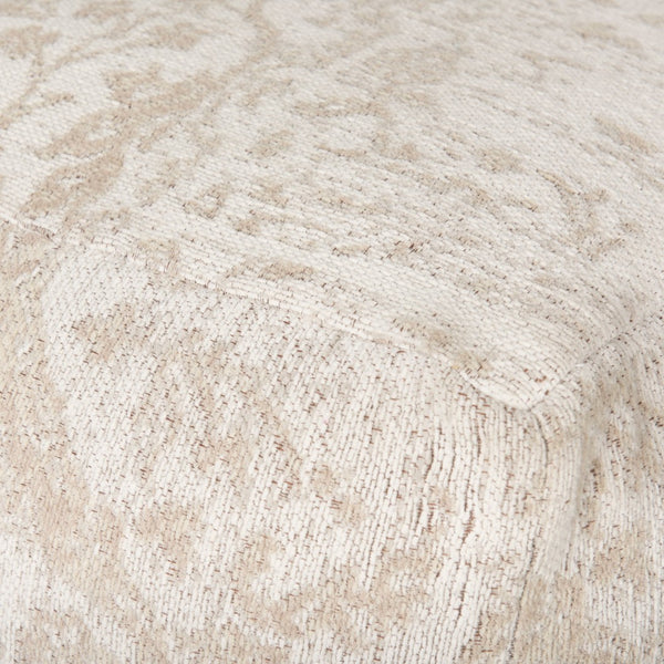 Mercana Khloe Elegant Rectangular Pouf - Soft Chenille Seating with Versatile Design for Any Room Decor Cream | Jacquard | Small 70376
