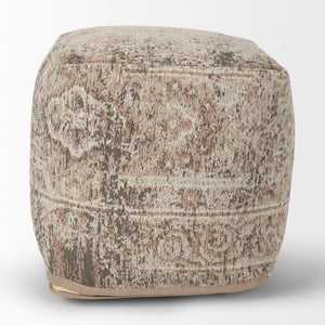 Mercana Khloe Elegant Rectangular Pouf - Soft Chenille Seating with Versatile Design for Any Room Decor Taupe | Jacquard | Small 70377