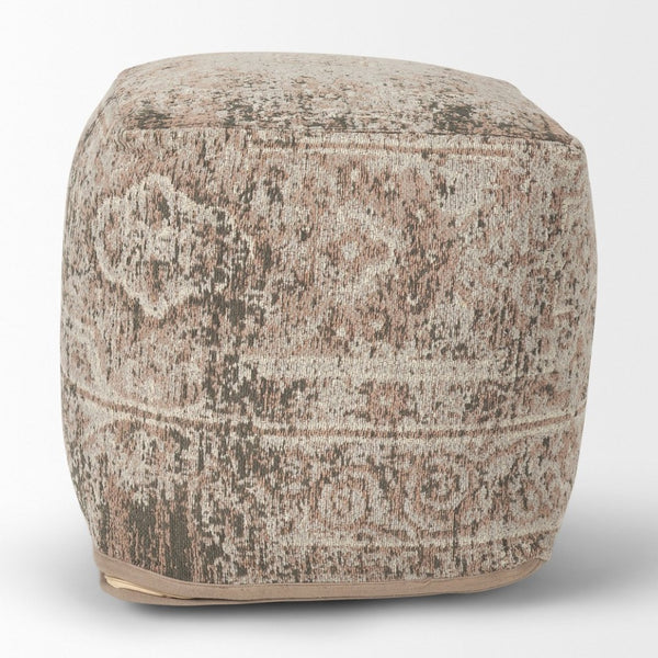 Mercana Khloe Elegant Rectangular Pouf - Soft Chenille Seating with Versatile Design for Any Room Decor Taupe | Jacquard | Small 70377