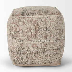 Mercana Khloe Elegant Rectangular Pouf - Soft Chenille Seating with Versatile Design for Any Room Decor Taupe | Jacquard | Small 70377