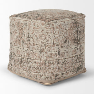 Mercana Khloe Elegant Rectangular Pouf - Soft Chenille Seating with Versatile Design for Any Room Decor Taupe | Jacquard | Small 70377