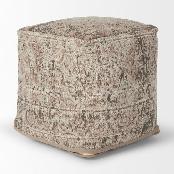 Mercana Khloe Elegant Rectangular Pouf - Soft Chenille Seating with Versatile Design for Any Room Decor Taupe | Jacquard | Small 70377