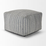 Mercana Kensie Large Blue Striped Pouf 70378