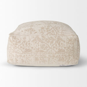 Mercana Khloe Elegant Rectangular Pouf - Soft Chenille Seating with Versatile Design for Any Room Decor Cream | Jacquard | Large 70379