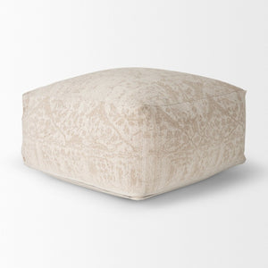 Mercana Khloe Elegant Rectangular Pouf - Soft Chenille Seating with Versatile Design for Any Room Decor Cream | Jacquard | Large 70379