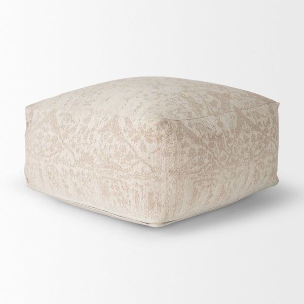 Mercana Khloe Elegant Rectangular Pouf - Soft Chenille Seating with Versatile Design for Any Room Decor Cream | Jacquard | Large 70379