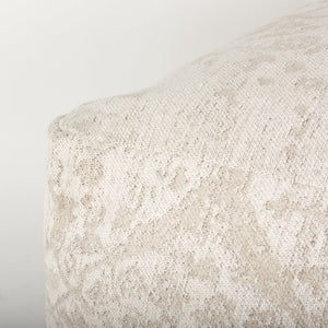 Mercana Khloe Elegant Rectangular Pouf - Soft Chenille Seating with Versatile Design for Any Room Decor Cream | Jacquard | Large 70379