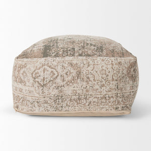 Mercana Khloe Elegant Rectangular Pouf - Soft Chenille Seating with Versatile Design for Any Room Decor Taupe | Jacquard | Large 70380